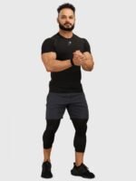 FUAARK Men Black V-Neck Applique Compression T-shirt