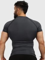 FUAARK Men Grey Raw Edge Compression T-shirt