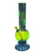 Green Apple Inc 10 Inch Printed Acrylic Smoking Water Bong (Pack of 1) (Leaf Printed)