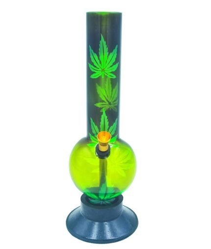 Green Apple Inc 10 Inch Printed Acrylic Smoking Water Bong (Pack of 1) (Leaf Printed)