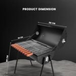 H Hy-tec (Device) HYBB - Smokefire Charcoal Grill Barbeque with 10 Skewers & Charcoal Tray (Stellar Black) |Free Standing