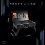 H Hy-tec (Device) Hybb, Traveler Foldable Charcoal Barbeque Grill With 8 Skewers & Charcoal Tray (Stellar Black), Free Standing