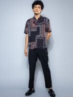 H&M Cotton Relaxed Fit Abstract Print Shirt