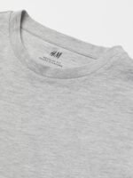 H&M Men Grey Solid Round-neck T-shirt Regular Fit