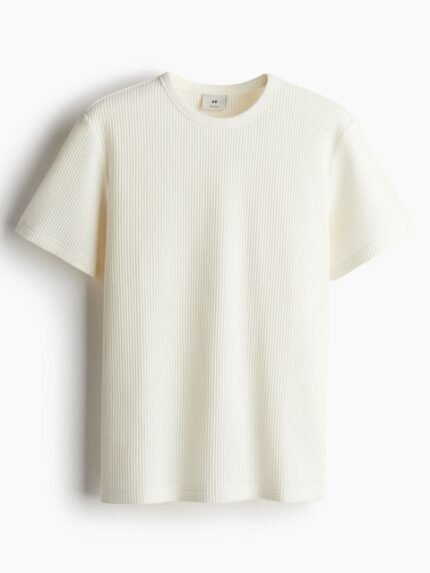 H&M Men Regular Fit Waffled T-shirt