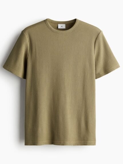 H&M Men Regular Fit Waffled T-shirt