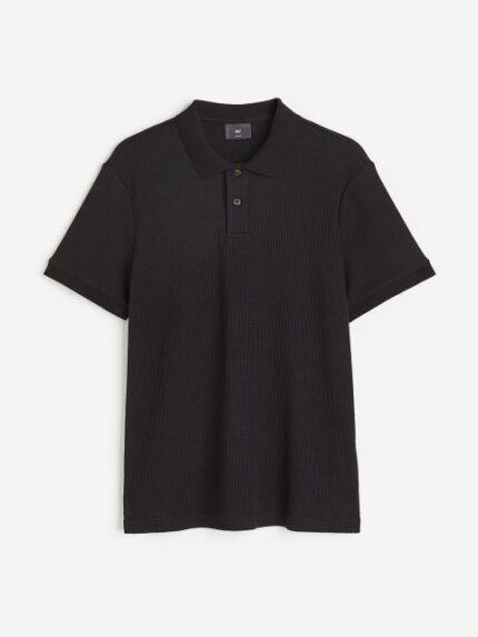 H&M Men Slim Fit Waffled Polo Shirt