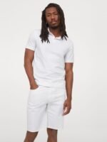 H&M Men White Solid Slim Fit Polo shirt