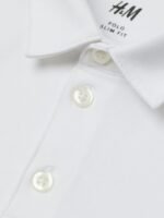 H&M Men White Solid Slim Fit Polo shirt