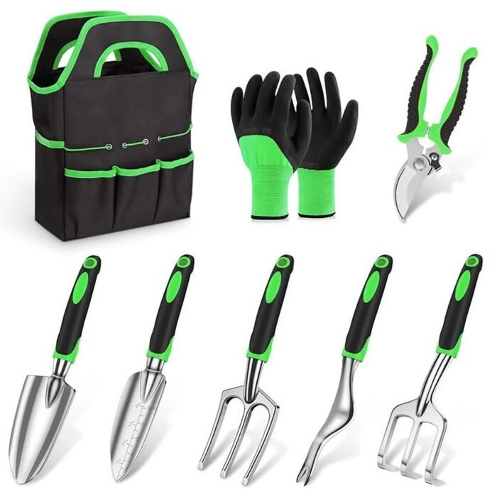 HASTHIP® 8 Pcs Gardening Tools Set - Aluminum Alloy Steel - Garden Planting Tools - Gardening Tools Kit For Home Garden - Gardening Tools Kit Set - With Tote Tool Bag - Suitable...