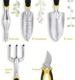 HASTHIP® Garden Tools for Home Gardening,Weeder,Transplanter,Trowel,Hand rake, Pruner, Garden Tool with Cast Aluminium Heads and Ergonomic Handles, Tools Kit Set (Multi)