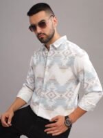 HERE&NOW Abstract Printed Slim Fit Cotton Opaque Casual Shirt