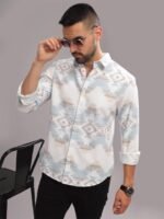 HERE&NOW Abstract Printed Slim Fit Cotton Opaque Casual Shirt