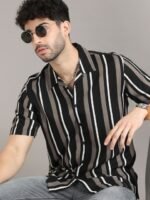 HERE&NOW Black Striped Casual Shirt