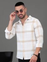 HERE&NOW Checked Spread Collar Cotton Slim Fit Casual Shirt