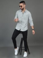 HERE&NOW Checked Spread Collar Cotton Slim Fit Casual Shirt