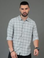 HERE&NOW Checked Spread Collar Cotton Slim Fit Casual Shirt