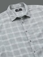 HERE&NOW Checked Spread Collar Cotton Slim Fit Casual Shirt