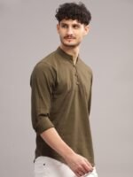 HERE&NOW Cotton Mandarin Collar Casual Shirt