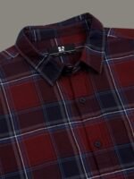 HERE&NOW Maroon Tartan Checked Slim Fit Cotton Casual Shirt