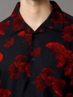 HERE&NOW Men Black Slim Fit Floral Printed Casual Shirt