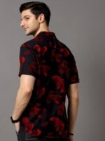 HERE&NOW Men Black Slim Fit Floral Printed Casual Shirt