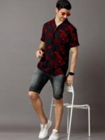 HERE&NOW Men Black Slim Fit Floral Printed Casual Shirt