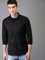 HERE&NOW Men Black Slim Fit Solid Casual Shirt