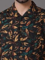 HERE&NOW Men Black Slim Fit Tropical Printed Casual Shirt