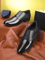 HERE&NOW Men Black Textured Formal Oxfords