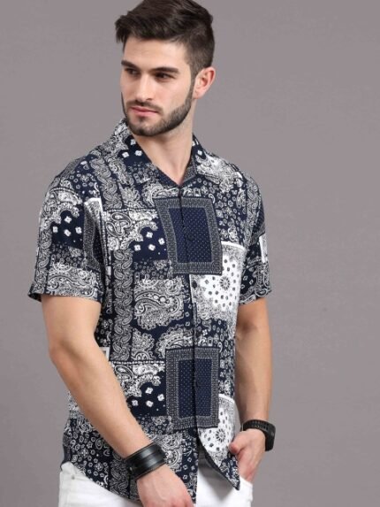 HERE&NOW Men Blue Slim Fit Printed Casual Shirt