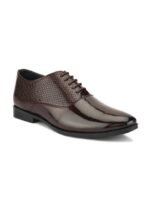 HERE&NOW Men Brown Textured Formal Oxfords