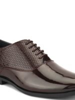 HERE&NOW Men Brown Textured Formal Oxfords