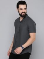 HERE&NOW Men Charcoal Slim Fit Opaque Casual Shirt