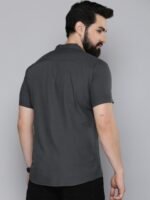 HERE&NOW Men Charcoal Slim Fit Opaque Casual Shirt