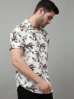 HERE&NOW Men Cream-Coloured Slim Fit Tropical Printed Casual Shirt