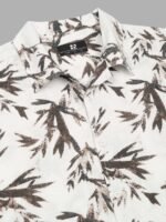 HERE&NOW Men Cream-Coloured Slim Fit Tropical Printed Casual Shirt