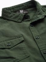 HERE&NOW Men Green Slim Fit Pure Cotton Sustainable Casual Shirt