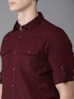 HERE&NOW Men Maroon Regular Fit Solid Casual Shirt