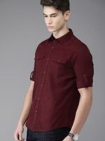 HERE&NOW Men Maroon Regular Fit Solid Casual Shirt