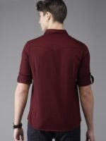 HERE&NOW Men Maroon Regular Fit Solid Casual Shirt