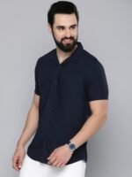 HERE&NOW Men Navy Blue Slim Fit Opaque Casual Shirt