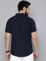 HERE&NOW Men Navy Blue Slim Fit Opaque Casual Shirt