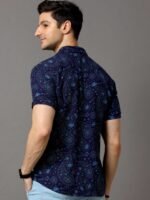 HERE&NOW Men Navy Blue Slim Fit Printed Casual Shirt