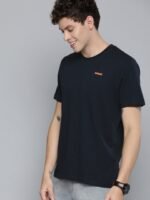 HERE&NOW Men Navy Blue Solid Round Neck T-shirt