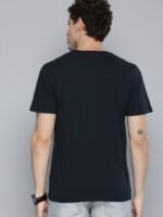 HERE&NOW Men Navy Blue Solid Round Neck T-shirt