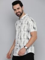 HERE&NOW Men Slim Fit Opaque Striped Cotton Casual Shirt
