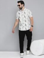 HERE&NOW Men Slim Fit Opaque Striped Cotton Casual Shirt