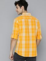 HERE&NOW Men Slim Fit Tartan Checked Pure Cotton Sustainable Casual Shirt