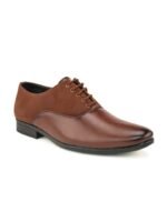 HERE&NOW Men Tan Brown Textured Formal Oxfords